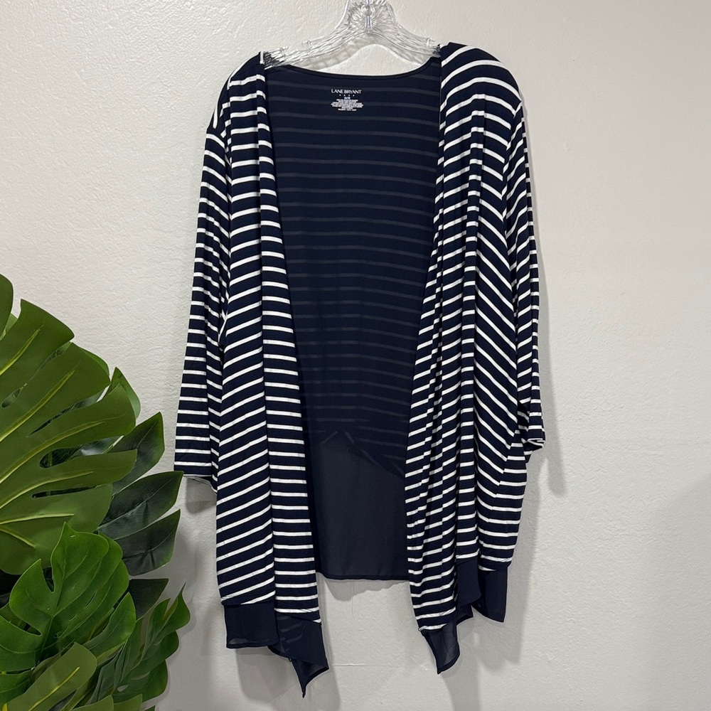 NWT Lane Bryant Nautical Black and White Striped Cardigan plus size 26/28